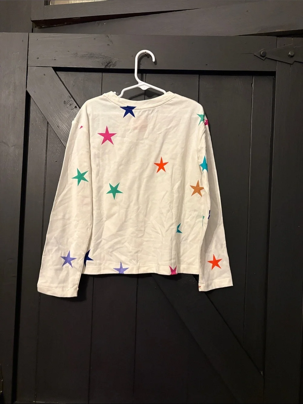 Cat & Jack Cream Long Sleeve Top with Multicolor Stars